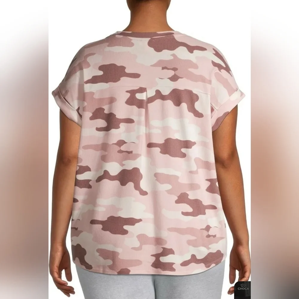 Como Blu‎ Women's Plus Size Blouse Super Soft Camo pink Short Sleeve top Size 1X - Picture 4 of 6